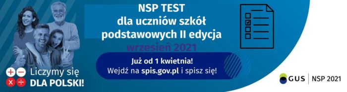Miniaturka artykułu NSP 2021 – informacja o II edycji testu wiedzy o Narodowym Spisie Powszechnym 2021 dla uczniów szkół podstawowych
