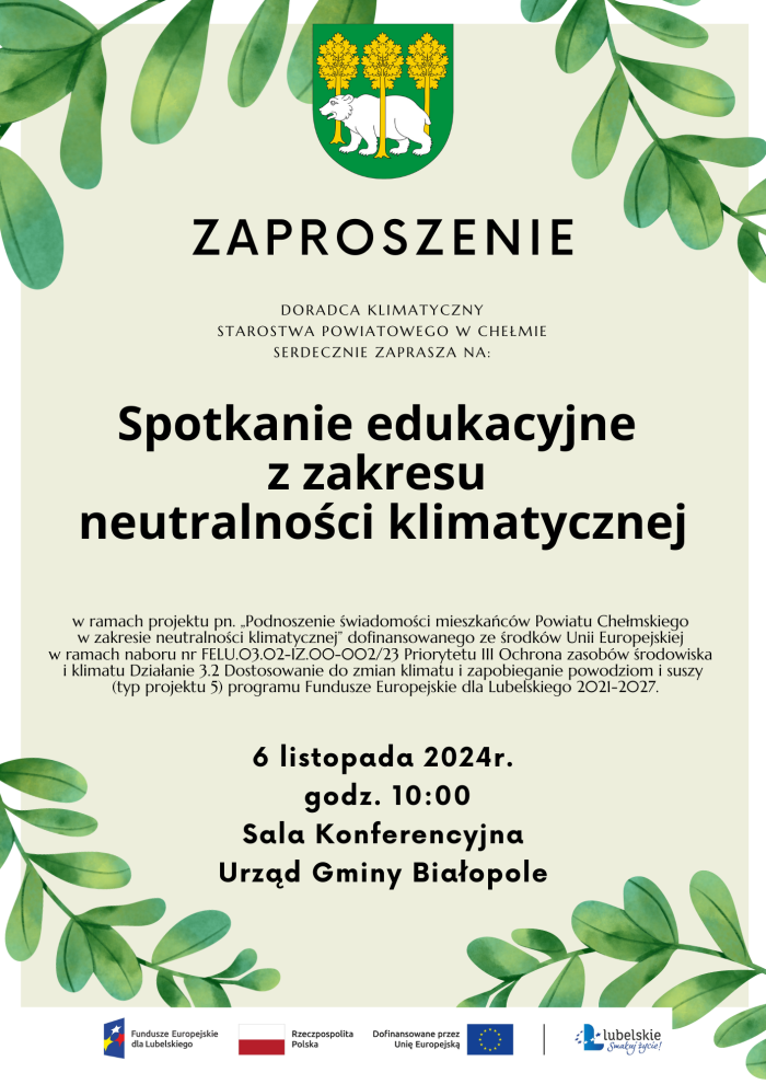 Miniaturka artykułu Zaproszenie na spotkanie edukacyjne z zakresu neutralności klimatycznej