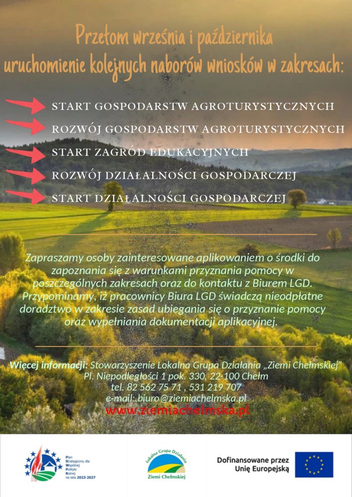 Miniaturka artykułu Informacja o planowanych kolejnych naborach wniosków o przyznanie pomocy w ramach LSR na lata 2023-2027