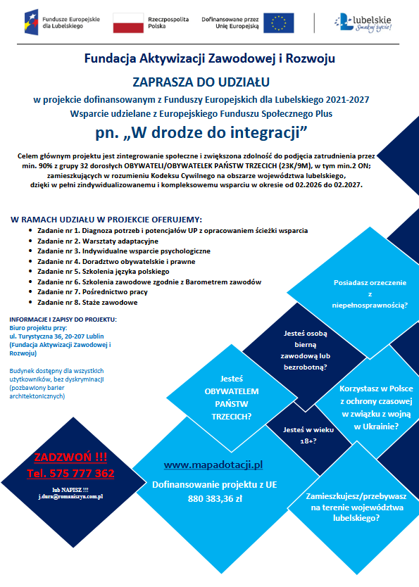 Miniaturka artykułu Projekt „W drodze do integracji” nr FELU.08.03-IP.02-0033/25