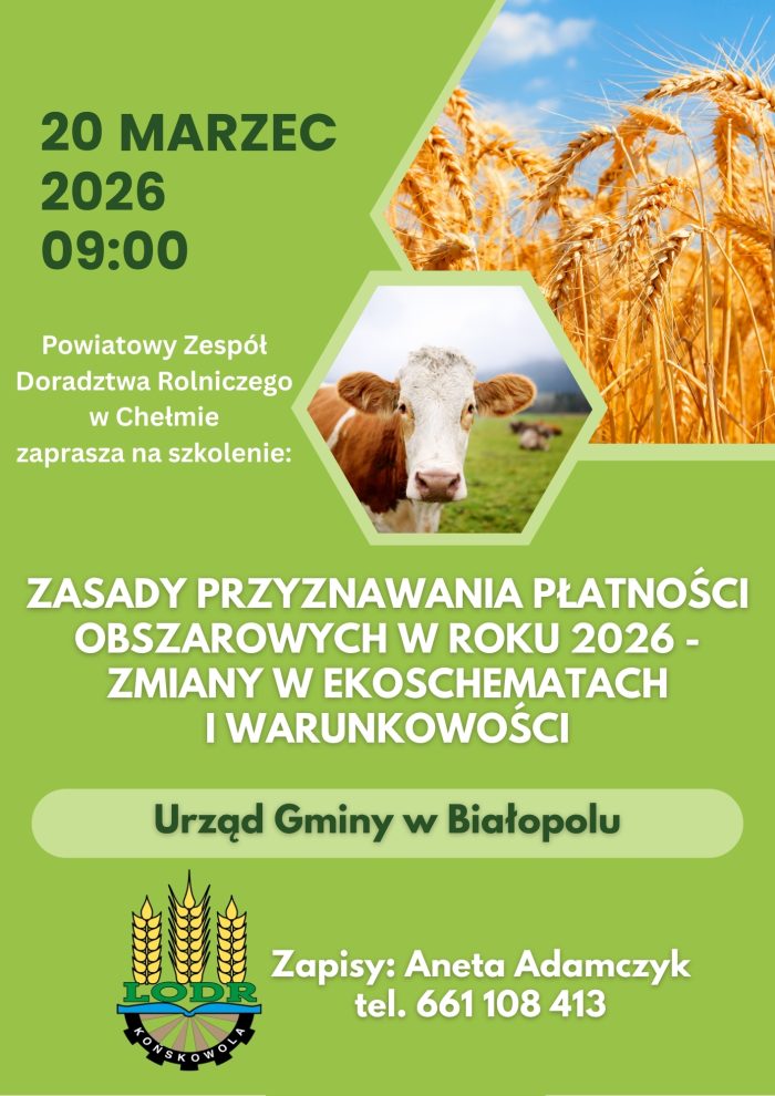 Miniaturka artykułu Szkolenie dotyczące zasad przyznawania płatności obszarowych w roku 2026 r.