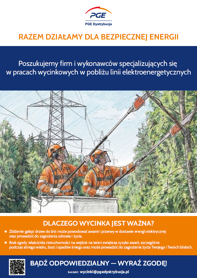 Miniaturka artykułu Informacja PGE Dystrybucja w sprawie prowadzonych prac utrzymaniowych (wycinki)