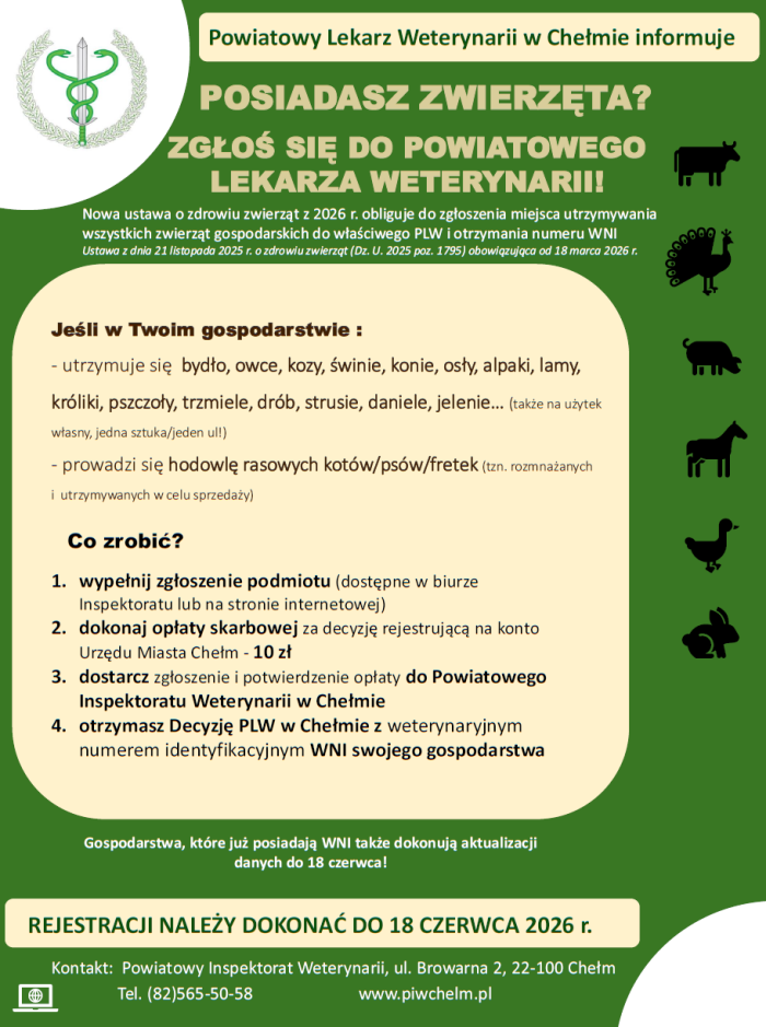 Miniaturka artykułu Informacja Powiatowego Lekarza Weterynarii w Chełmie