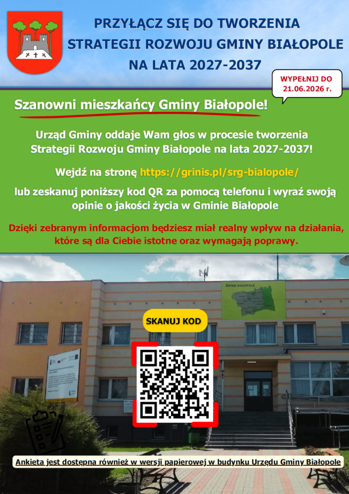 Miniaturka artykułu Ankieta Strategii Rozwoju Gminy Białopole na lata 2027–2037