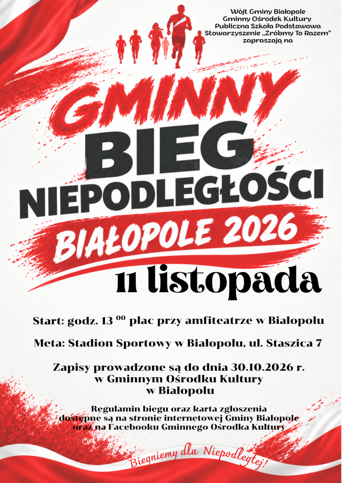 Miniaturka artykułu GMINNY BIEG NIEPODLEGŁOŚCI BIAŁOPOLE 2026
